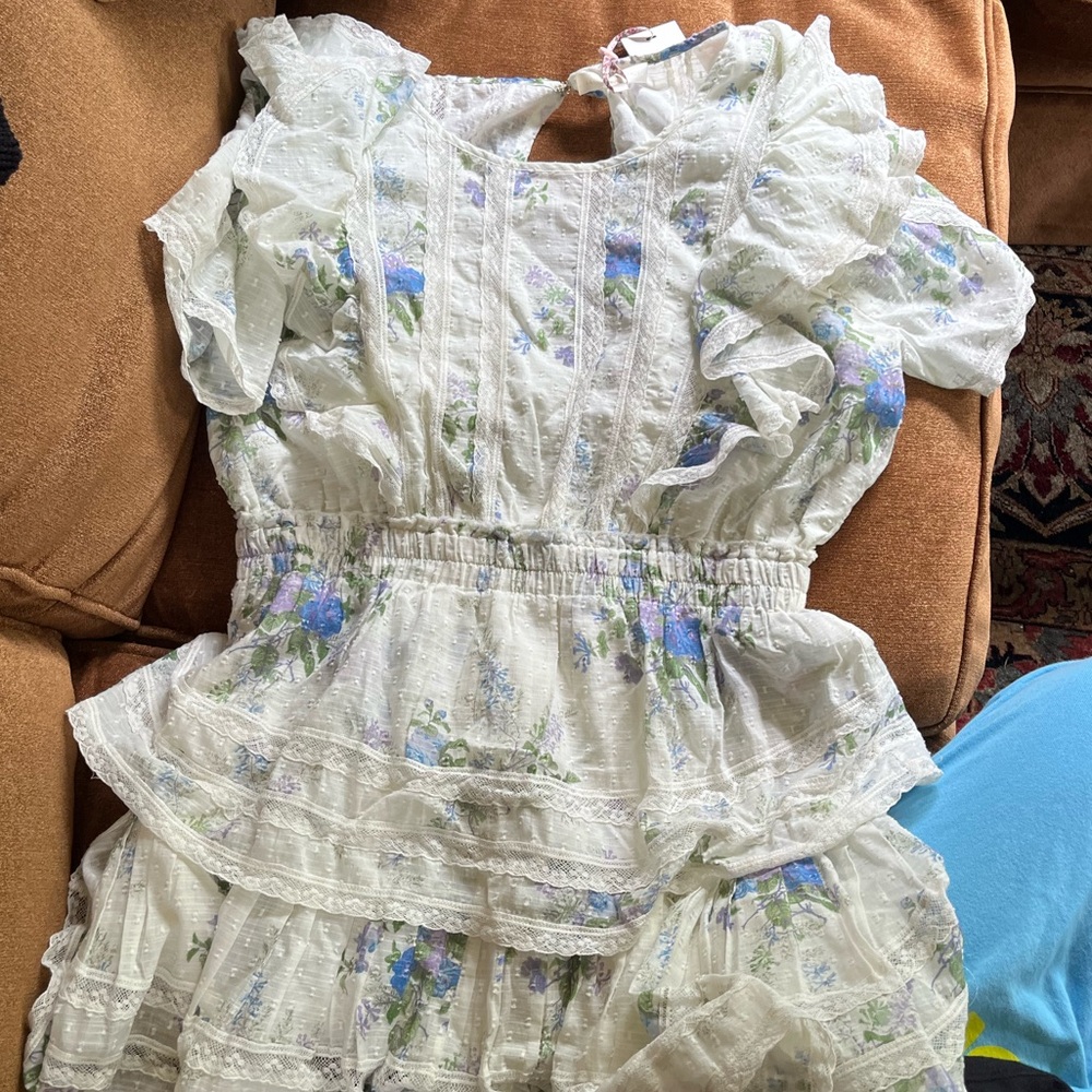 LoveShackFancy Natasha Dress Periwinkle Aqua